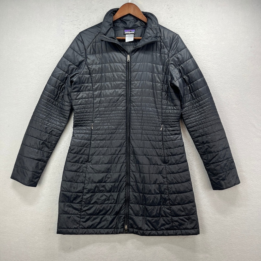 Patagonia Kai Lee Parka Jacket Womens M Black Puffer Quilted Insulated Long Coat
